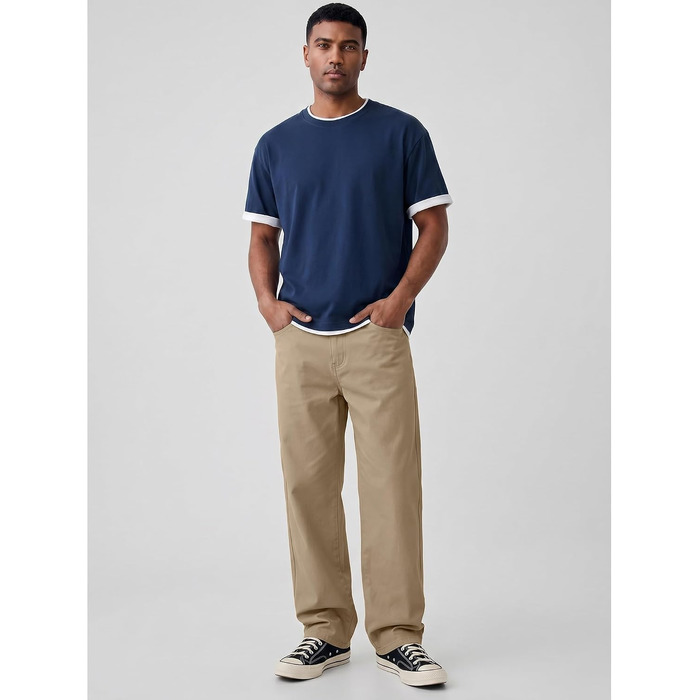 Чоловічі джинси Baggy JMIERR Y2K з ефектом stretch, широкі денімові штани (L, Khaki)