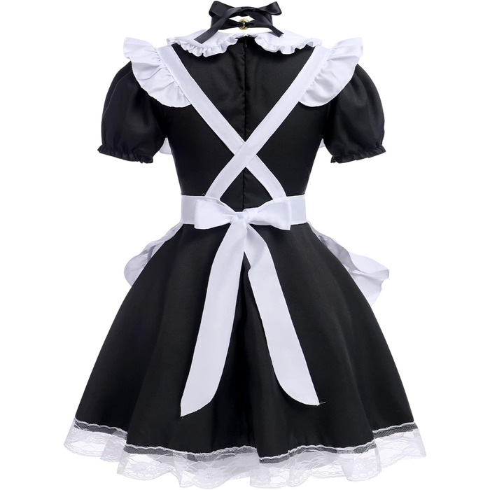 Костюм для косплею: сукня горничної, аніме, чорний, з вушками та рукавичками (5XL)