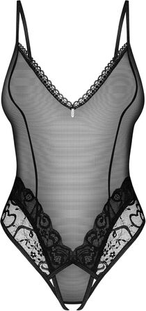 Selente Love & Fun: жіночий комплект нижньої білизни з боді/відкритого боді та шовкової маски для очей, чорний, сітка, мереживо, виготовлено в ЄС (XL-XXL)