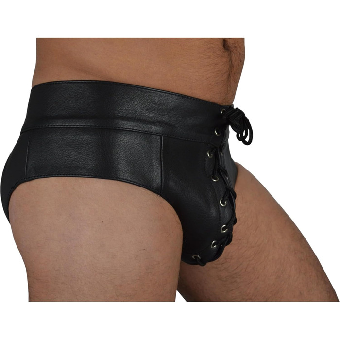 Чоловіча спідня білизна з шкіри Awansstar AW-510, чорна, танга/сліп, 32 розмір