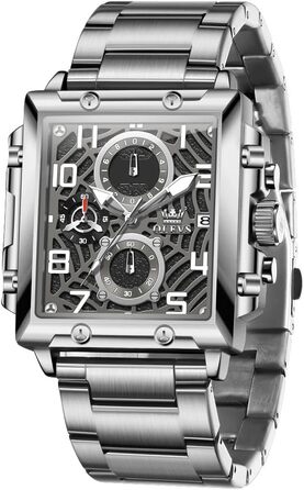 Чоловічий наручний годинник OLEVS Chronograph (2958 Срібло) — класичний кварцовий годинник з японським механізмом, шкіряним ремінцем, календарем та водою стійкістю