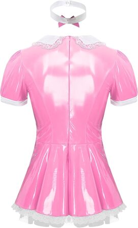 Костюм покоївки FEESHOW для чоловіків з лакового ефекту, костюм покоївки для карнавалу, Хелловіну, косплей (4XL, Рожевий)