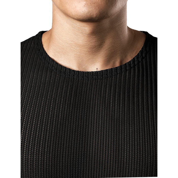 Чоловіча футболка JOGAL з сіткою, облягаюча, короткий рукав, чорна