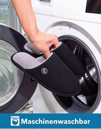 Чоловічі в'язані домашні капці EverFoams з ефектом пам'яті (Memory Foam), вологопоглинаючі, що миються в машинці, чорні, розмір 44/45 EU