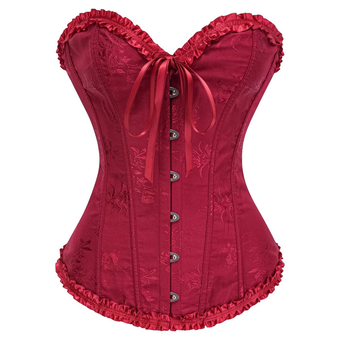 Корсет для повних грудей, спідня білизна, корсаж, весільний, атласний, червоний (M)