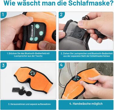 Bluetooth-навушники-маска для сну Schlafkopfhörer, 3D маска на очі з HD-стереодинаміками, регульована та миюча, для сну на боці, подорожей, йоги та медитації, помаранчева