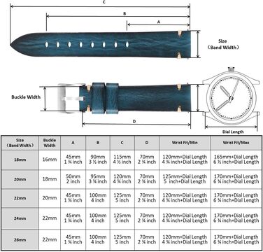 Ретро шкіряний ремінець для годинника ручної роботи з натуральної яловичої шкіри, Vintage Quick Release з застібкою з нержавіючої сталі для смарт-годинників (чоловічий, жіночий), синій, 18мм