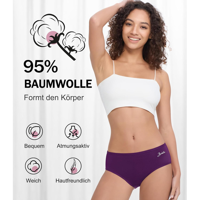 Бобель Труси жіночі бавовняні, 5 шт. у пакунку, дихаюча тканина, м'які, еластичні сліпи (S-XXL), кольорові