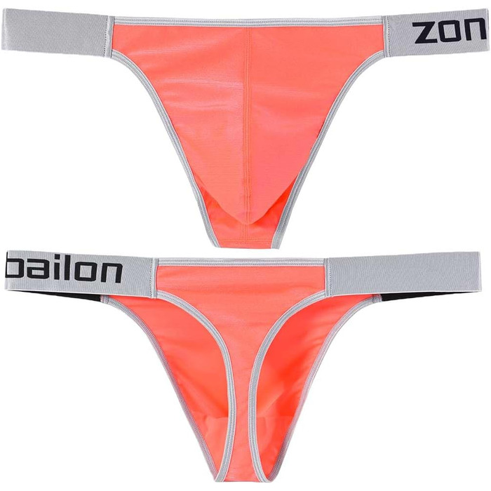 Танга чоловічі BIATWOWR з м'якої та зручної тканини. Модель з великим місцем для мішка. Оранжево-чорно-блакитні, розмір L