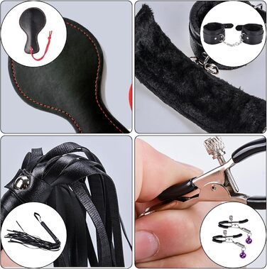 Набір для БДСМ з 26 елементів Qoosea: наручники, мотузки, анальні та бут плагі, для пар