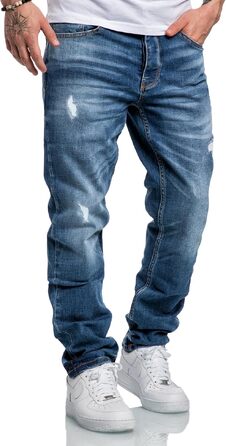 Чоловічі джинси REPUBLIX Regular Straight Fit з ефектом Destroyed, світло-блакитні, модель R7998