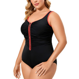 Купальник жіночий Delimira великий розмір з блискавкою спереду, 48, багатокольоровий