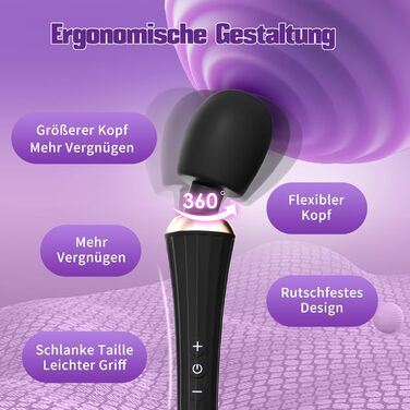 Вібратор з гнучким наконечником для жінок та пар: 5 частот, 3 інтенсивності, IPX6, чорний