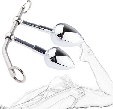 Набір анальних іграшок: металевий анальний дилда, плагін, гачок для стимуляції G-точки та простати. Для чоловіків та жінок (M+L)