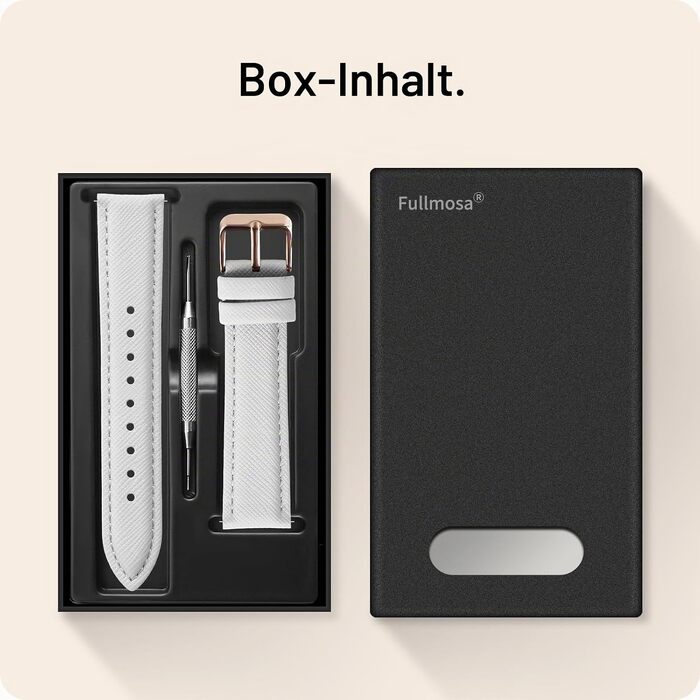 Ремінець Fullmosa зі шкіри для Garmin Vivoactive 6/5/4, Venu SQ та Samsung Galaxy Watch 7/6/5/4 FE (22мм, Білий з рожево-золотистою застібкою)