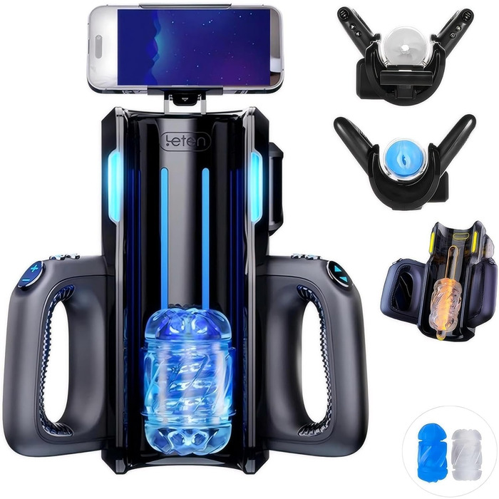 Електричний мастурбатор для чоловіків Leten з тримачем для телефону, подвійними ручками та набором аксесуарів