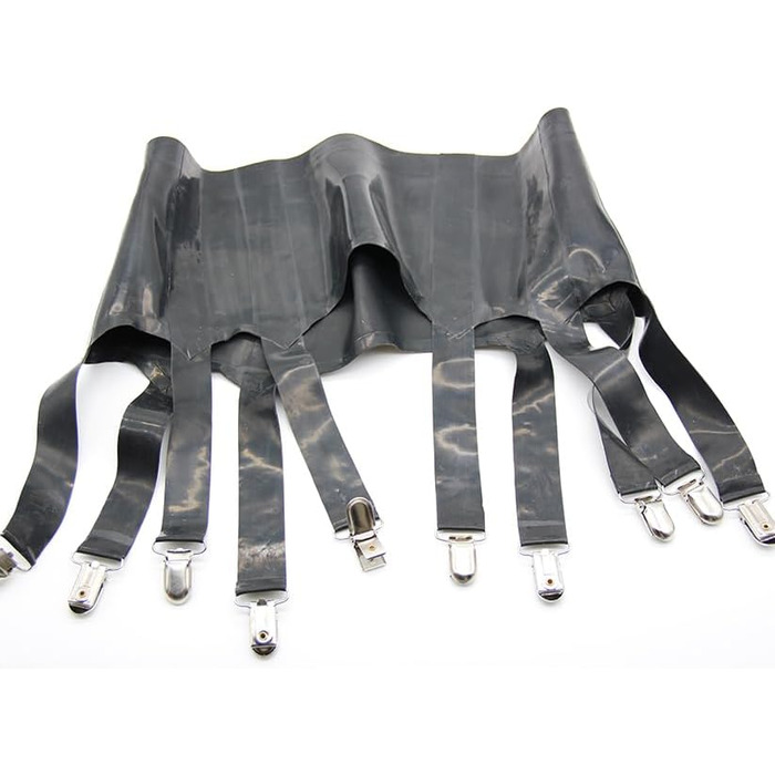 Чорний латексний пояс-стрінг Kangxinsheng для жінок, ручної роботи, з 10 ремінцями для ніг, аксесуар для косплею та костюмів