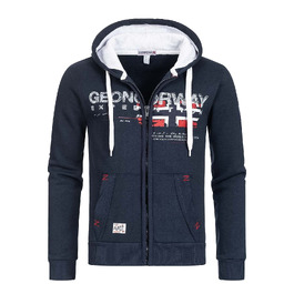 Чоловіча толстовка на блискавці Geographical Norway з капюшоном, темно-синя, розмір XXL