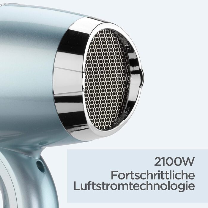 Професійний іонний фен BaByliss Hydro-Fusion 2100W з дифузором та концентратором, плазма-технологія для блиску та гладкості волосся, 3 режими температури, 2 швидкості, синій, D773DE