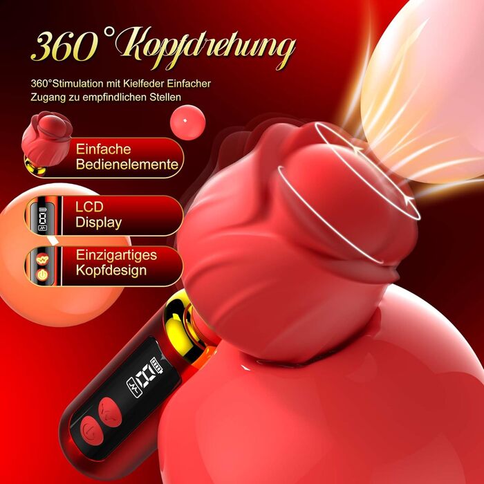 Вібратор жіночий G-Spot з 9 режимами, поворотний на 360°, стимулятор клітора, водонепроникний, червоний