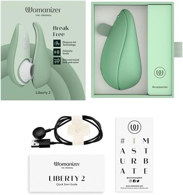 Womanizer Liberty 2 – Стимулятор клітора з 8 рівнями інтенсивності, водонепроникний, перезаряджуваний, для жінок та пар, колір шавлії