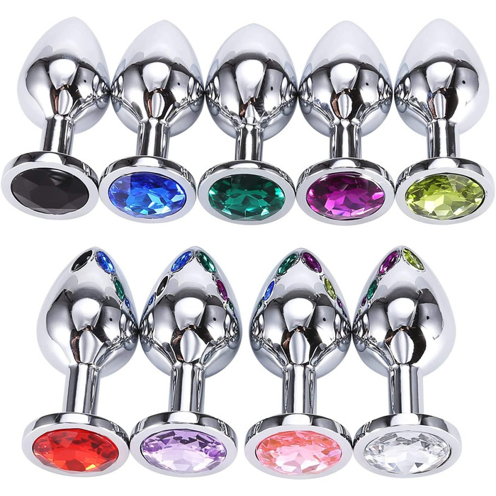 Набір анальних пробок Klein Medium Groß з металу: Butt Plug з кристалами та діамантами, темно-фіолетовий