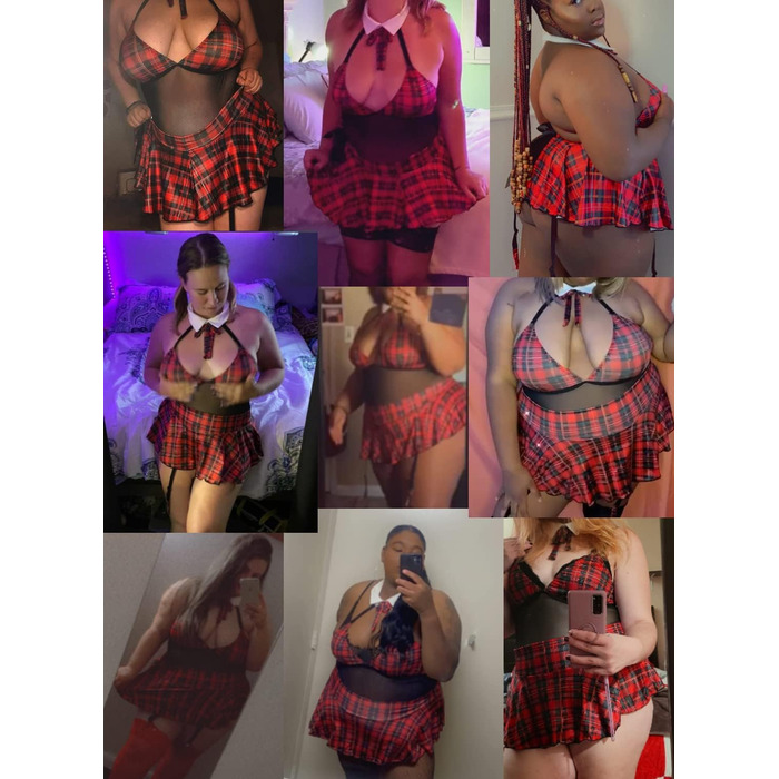 Еволюст (EVELUST) жіночий комплект нижньої білизни для ролевих ігор, костюм, сексуальна мереживна сукня-теді з зав'язками та міні-спідницею, червоний, розмір XXL