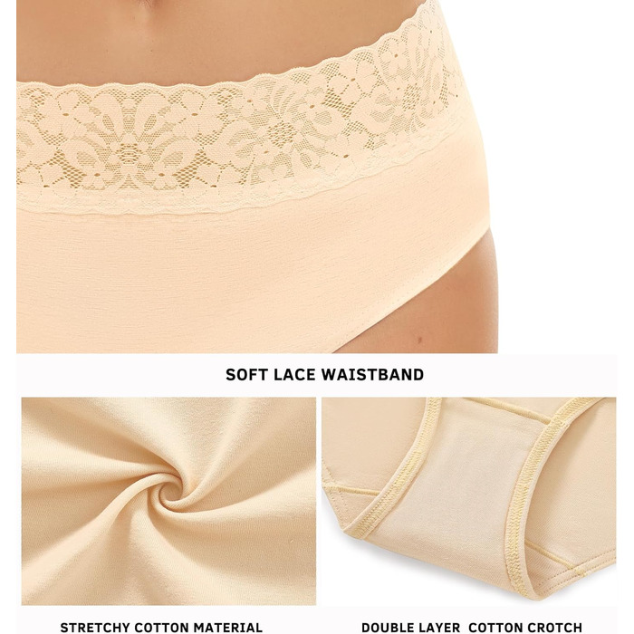 Слідки жіночі Wealurre, бавовна, мереживо, 5 шт. (S, колір тіла)