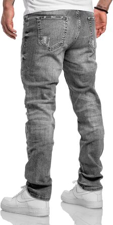 Чоловічі джинси Amaci&Sons Regular Straight Fit з ефектом Destroyed, сірі (Patches), розмір 38W/32L