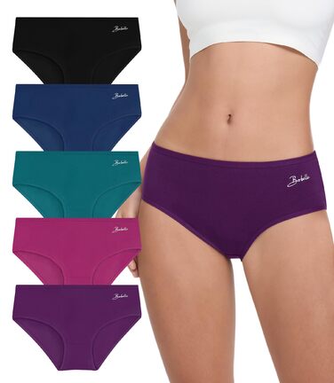 Бобель Труси жіночі бавовняні, 5 шт. у пакунку, дихаюча тканина, м'які, еластичні сліпи (S-XXL), кольорові