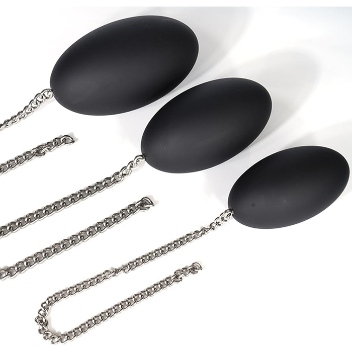 Анальний плаг з нержавіючої сталі з ланцюжком, анальний м'яч, кулі для ануса, великі овальні анальні плаги, анальні кулі трьох розмірів, анальний дилататор з великим анальним м'ячем. Іграшки для дорослих для чоловіків та жінок (M)