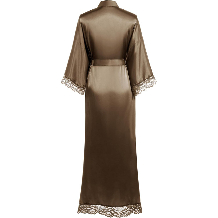 Халат жіночий BABEYOND довгий/короткий, однотонний, мереживний, атласний, шовковий, кімоно, літній, кава