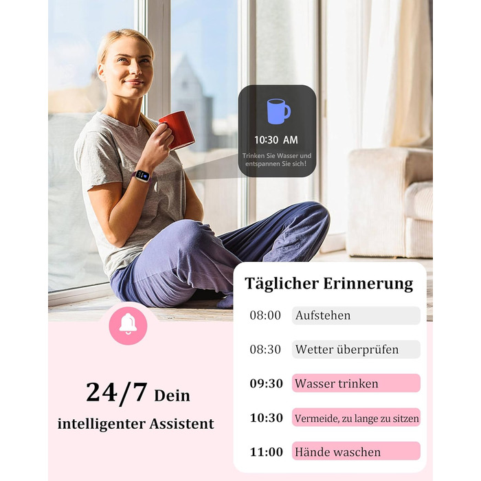 Смарт-годинник KALINCO для чоловіків та жінок: Bluetooth-дзвінки, вимірювання тиску, пульсу, SpO2, стресу, 100+ спортивних режимів, аналіз сну, сумісність з iOS та Android (Фіолетовий)