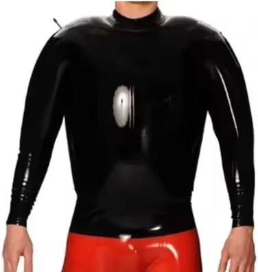 Латексний catsuit GAYLOP чорний, сексуальний, надувний, з довгими рукавами та блискавкою ззаду, розмір L