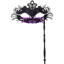 Вечірня маска на обличчя з держаком для жінок, мереживна маска для вечірок, випускного, маскараду, сцени, косплею (червона, небесно-блакитна)