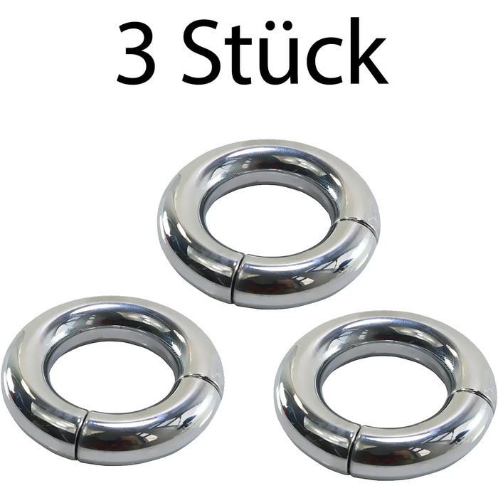 Набір з 3 шт. магнітних кілець для статевих органів з нержавіючої сталі (5 розмірів)