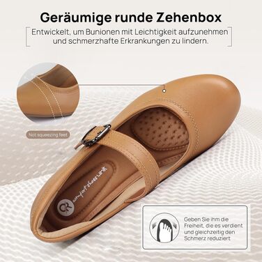 Жіночі ортопедичні туфлі Mary Janes Ortho + Rest для Hallux Valgus, класичні pumps на низькому стійкому каблуку, колір Tan (37 EU)