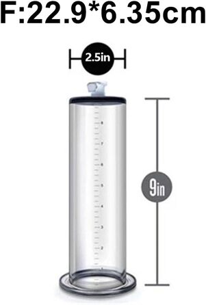 Прозорі аксесуари для помпи для статевих органів: трубка зі шкалою для збільшення, ерекції та лікування імпотенції. Для чоловіків. Розміри: 22.9*7.6 см та 22.9*6.35 см