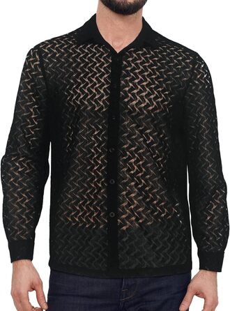 Футболка AIEOE для чоловіків, сітка, прозора, чорна (L)