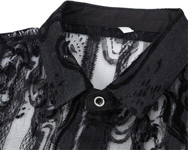 Чоловіча сорочка Deepsko з мереживом, прозора, літня, чорна