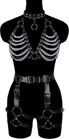 Жіночий корсет-накидка з ремінцями у стилі панк, чорний