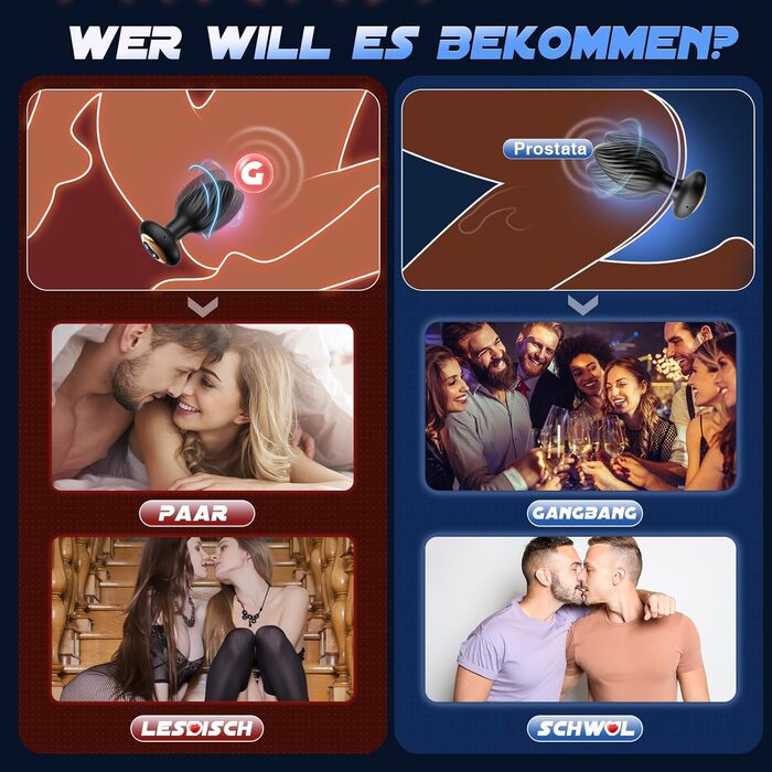 Анальні вібратори для жінок. Набір секс-іграшок з 7 режимами вібрації та обертання. Силіконовий butt plug для жінок та чоловіків.