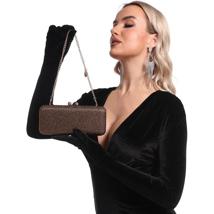 Жіночий вечірній клатч Boutique De FGG з кристалами та стразами, міні-сумка для весіль та вечірок (Бронзовий)