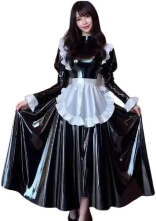 Сукня з латексу для жінок Gaylop, костюм служниці, чорна, на блискавку