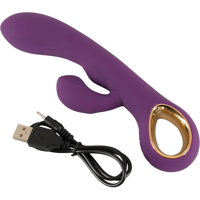 Вібратор You2Toys Rabbit Petit - інтенсивний вібратор G-точки з стимулятором клітора, 10 режимів, ергономічна форма, фіолетовий/золотий, 185г