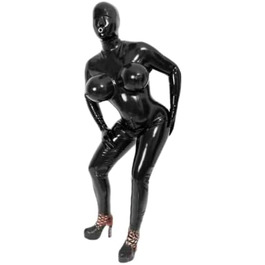 Латексний комбінезон з напивпрозорими грудьми, вологий ефект, блискавка ззаду, унісекс, ручної роботи