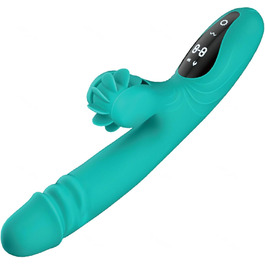Вібратор для жінок з 9 функціями, нагріванням та стимуляцією G-точки (Rabbit) - зелений