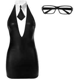 EROMATE Костюм Секретарки для жінок: міні-костюм, чорний, S-M