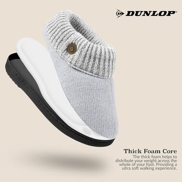 Жіночі домашні капці DUNLOP з підкладкою Sherpa Fleece та Memory Foam, протиковзкі тапочки світло-сірі, розмір 39 EU