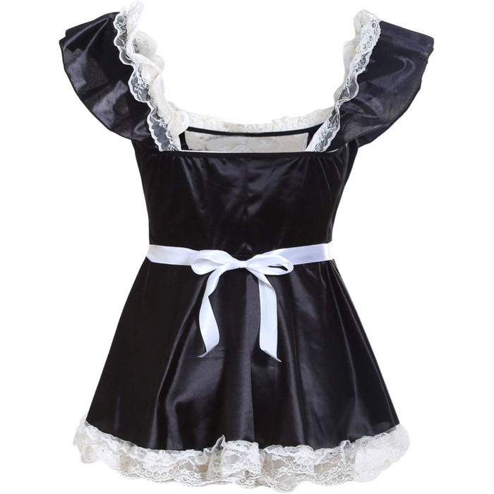 Костюм горничної для косплею: чорне мереживне плаття, сексуальна нічна сорочка, комплект нижньої білизни